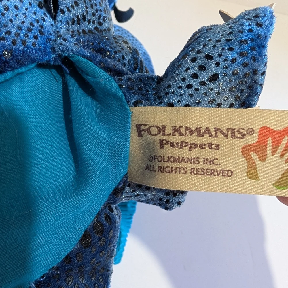 Folkmanis Blue Three Headed Dragon Plush Hand Puppet Wings - Picture 7 of 12